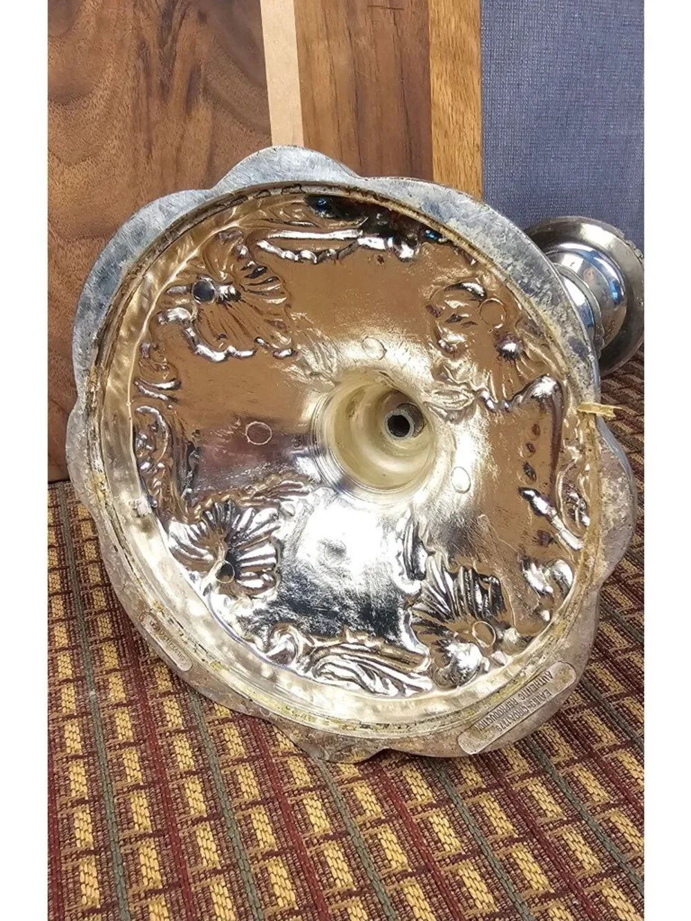 Ornate Silver Tone Candlestick Holder 12 In Tall Floral Scroll Metal Table Decor
